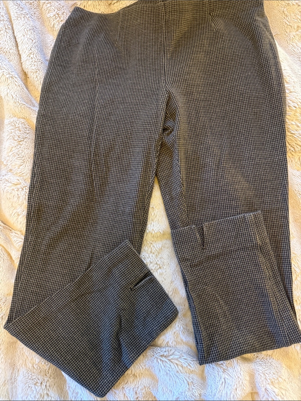 J. Jill Black & Tan Fall Split Anklet Micro-Check Cropped Pants